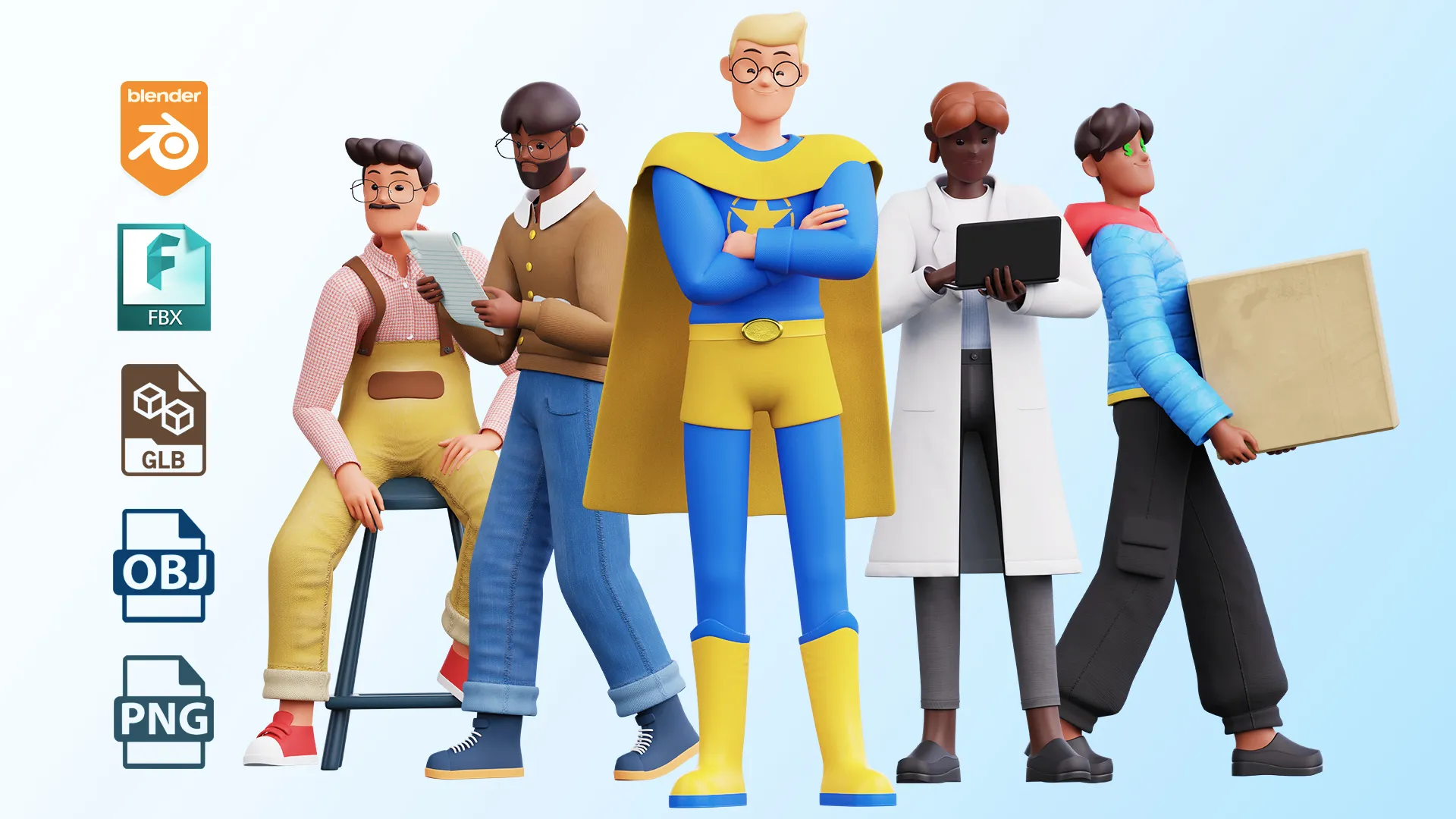 Male 3D Cartoon Human Model - Low Poly Human Character